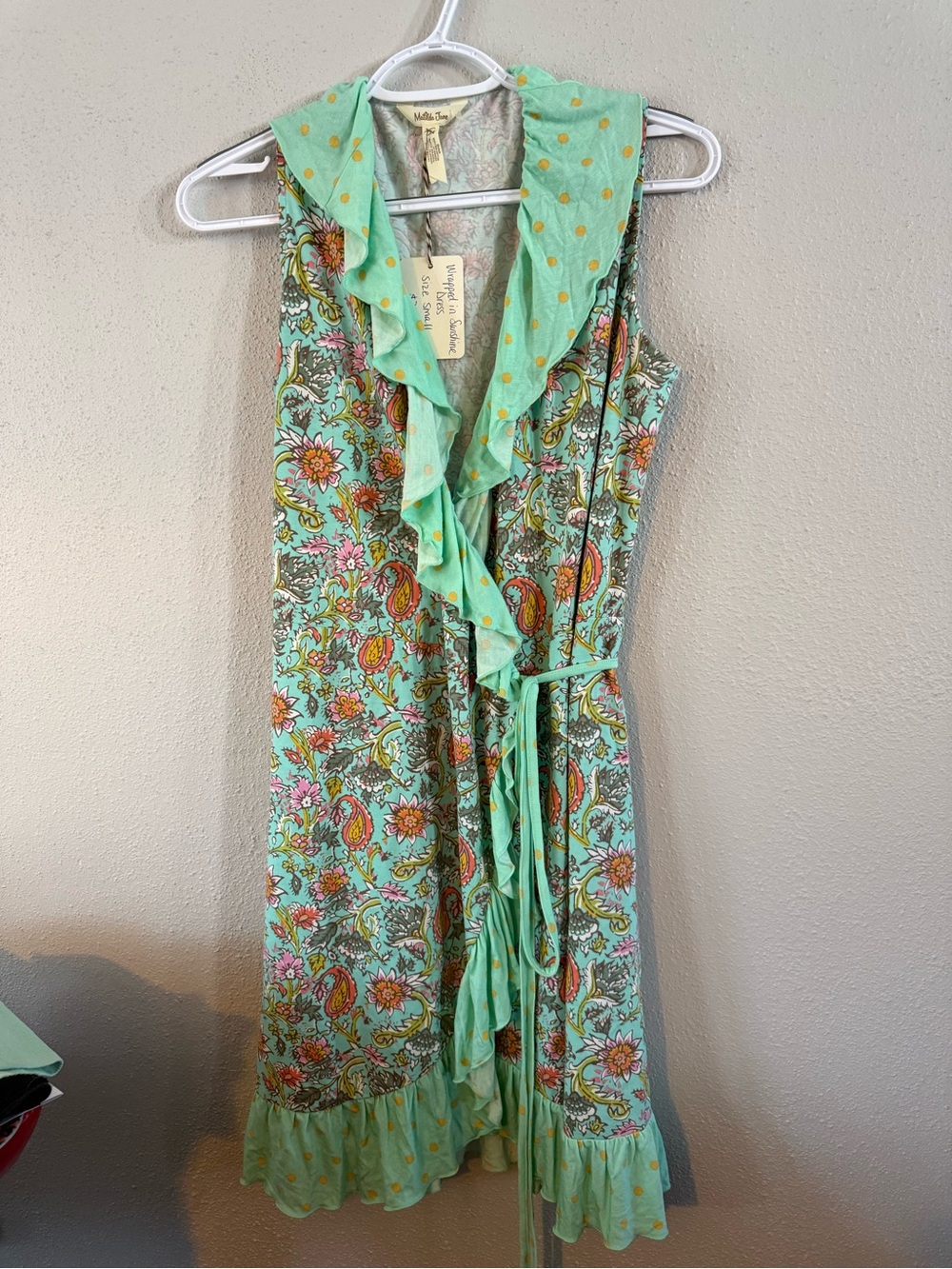 (S) Matilda Jane womens Boho Ruffle Midi Dress in Mint Floral